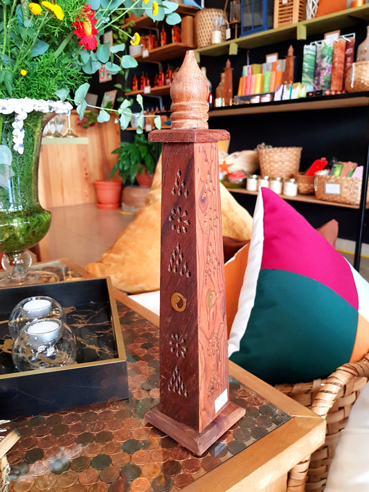 Torre de Madera para Quemar Inciensos - Flama Viva - Velas, Aromas & Decor