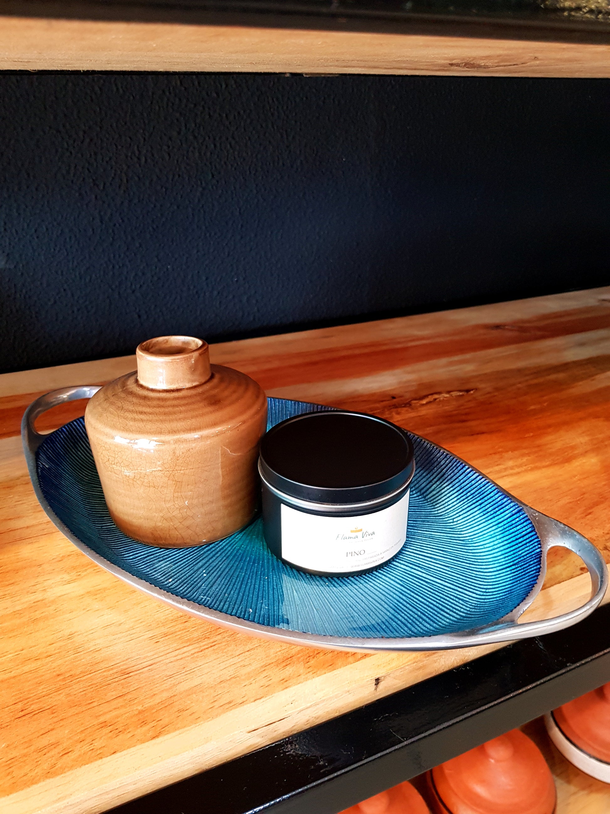Bandeja Decorativa de Metal - Flama Viva - Velas, Aromas & Decor