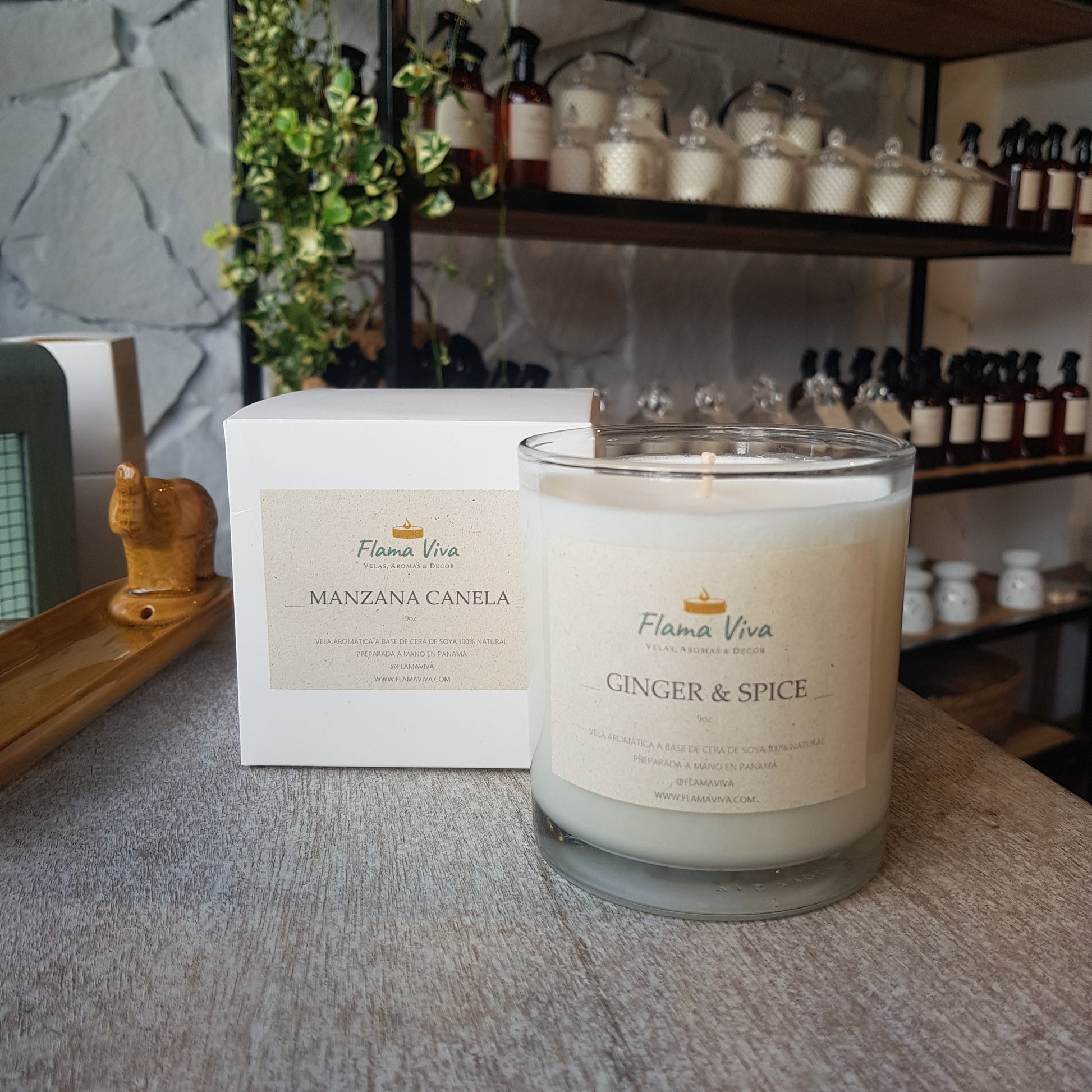 Vela W, 9 onzas - Flama Viva - Velas, Aromas & Decor